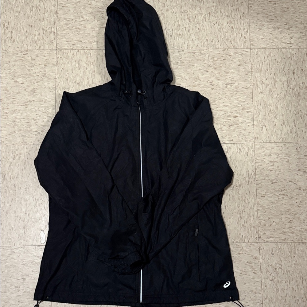 Asics Black Hooded Windbreaker Jacket